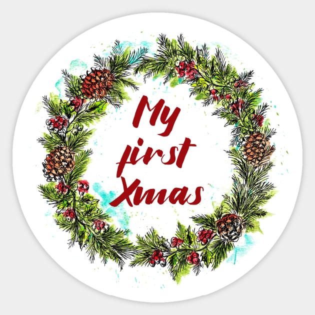 My first Xmas Wreath Sticker by rachelsfinelines